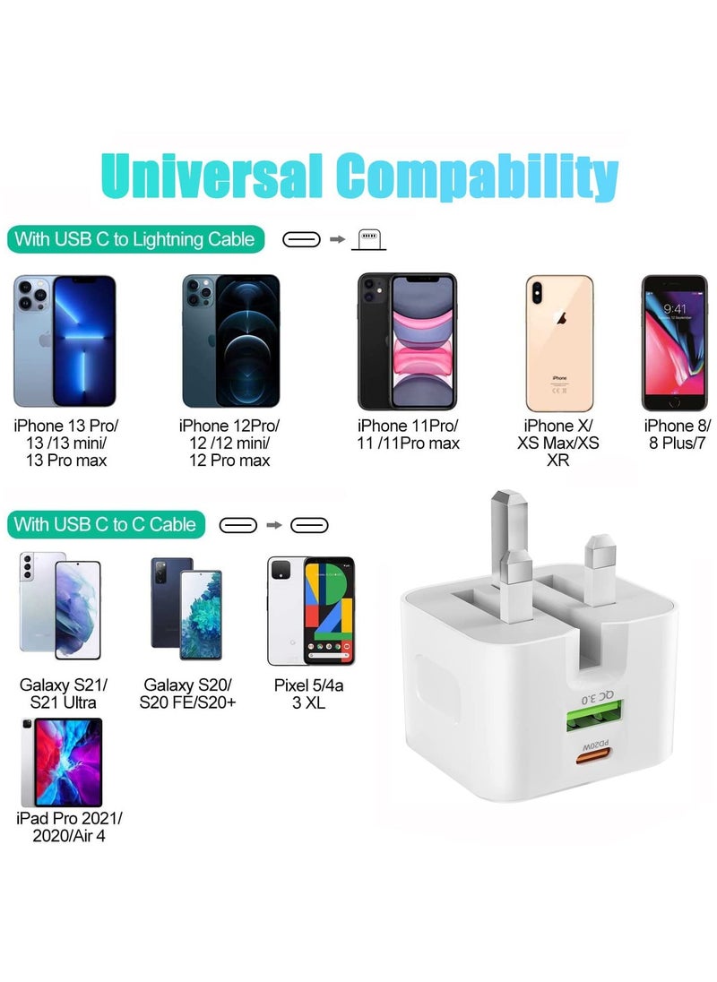 Generic - USB C Charger, 20W Fast Charge Wall Plug, 2 Ports PD QC 3.0 Fast Charger Plug, Compatible for iPhone 13, 13 Pro, 12, 12 Pro, 12 Pro Max - Image 1