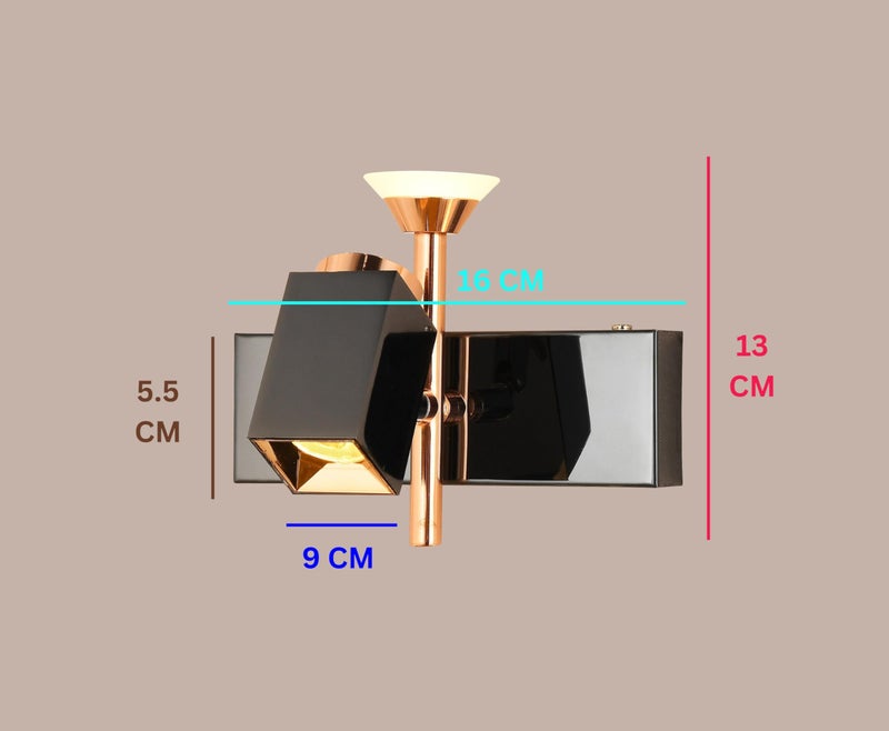 swanart Modern Black and Rose Gold Wall Sconce - Dual Light LED Wall Fixture with Adjustable Angles, Ideal for Living Room, Bedroom, and Office Decor - Image 2