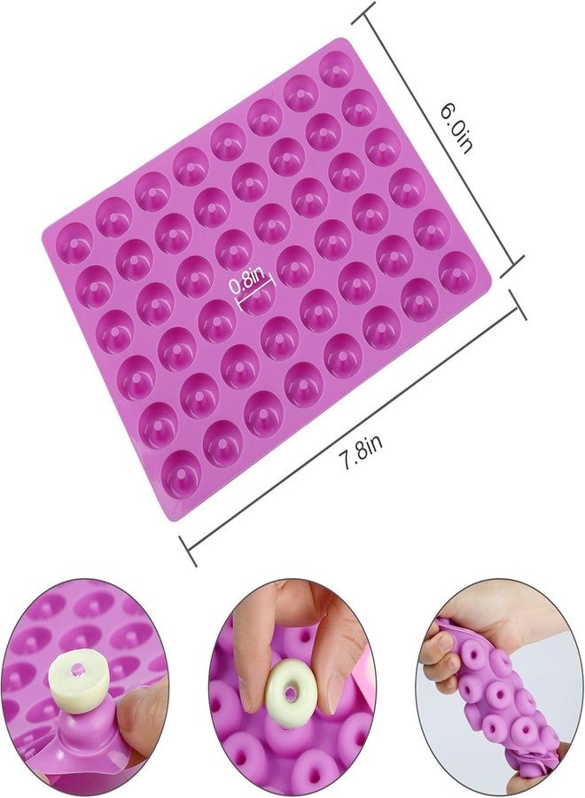 Skytail 48 Cavity Mini Donut Silicone Gummy Mold Small Size Round Candy Loop Mould for Making Gummies Hard Candy Chocolate Caramels Ice Cube Jelly Frozen Fruit Treats Snacks Truffles Pralines Ganache - Image 2