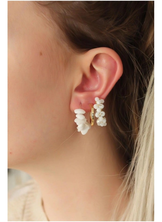 Generic - White Color Natural Stone Detail Earring Set - Image 1