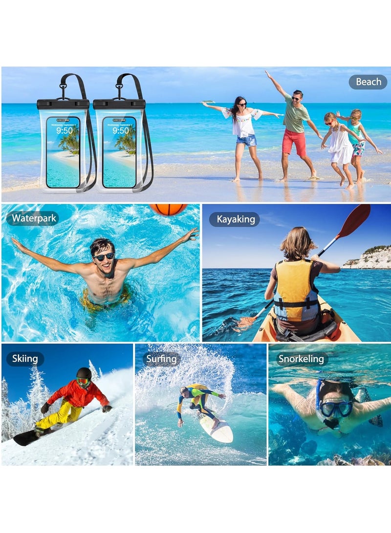 2 Pack Waterproof Phone Pouch, Waterproof Phone Case for iPhone 15 Pro Max Plus, Galaxy S24 S23 S22, Pixel 8a 7a Up to 7.2", Underwater Dry Bag Beach Vacation, Black - Image 4