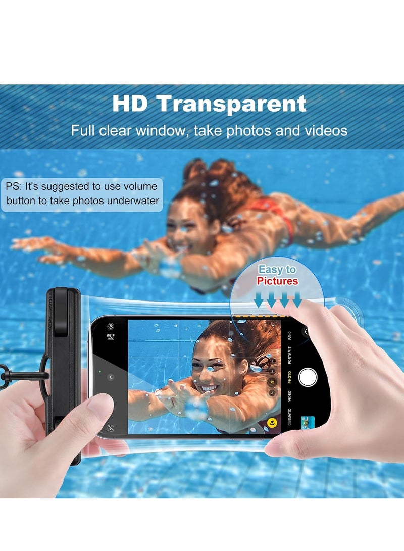 2 Pack Waterproof Phone Pouch, Waterproof Phone Case for iPhone 15 Pro Max Plus, Galaxy S24 S23 S22, Pixel 8a 7a Up to 7.2", Underwater Dry Bag Beach Vacation, Black - Image 5