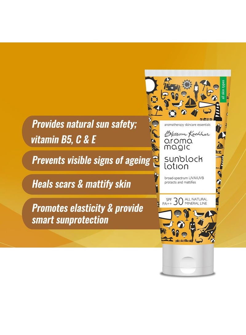 Aroma Magic SPF 30 PA ++ Matte Sunblock Lotion With Broad Spectrum Protection UVA/UVB |For All Skin |100 ml