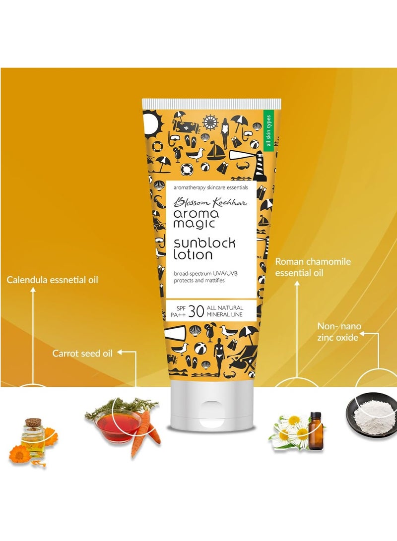 Aroma Magic SPF 30 PA ++ Matte Sunblock Lotion With Broad Spectrum Protection UVA/UVB |For All Skin |100 ml