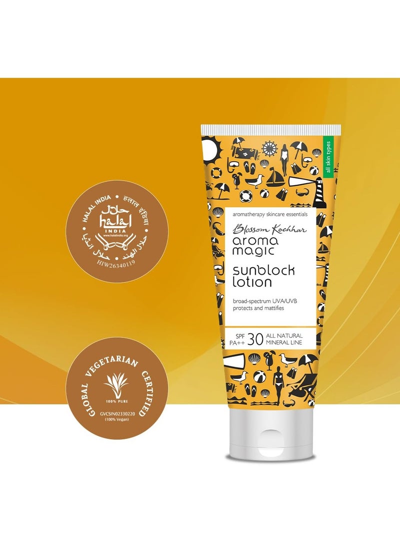 Aroma Magic SPF 30 PA ++ Matte Sunblock Lotion With Broad Spectrum Protection UVA/UVB |For All Skin |100 ml