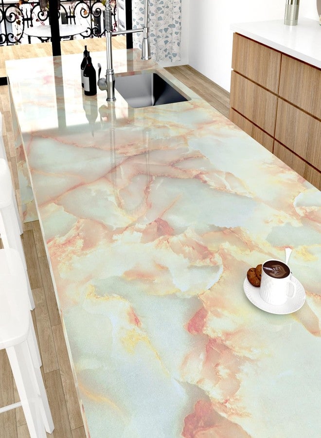 STICKEEP Beige Pink Marble Contact Paper Self Adhesive Marble Wallpaper Stick and Peel Waterproof Cream Granite Contact Paper for Countertops Kitchen Cabinets Drawers Liner Vinyl Roll 17.71" x 120" - Image 4