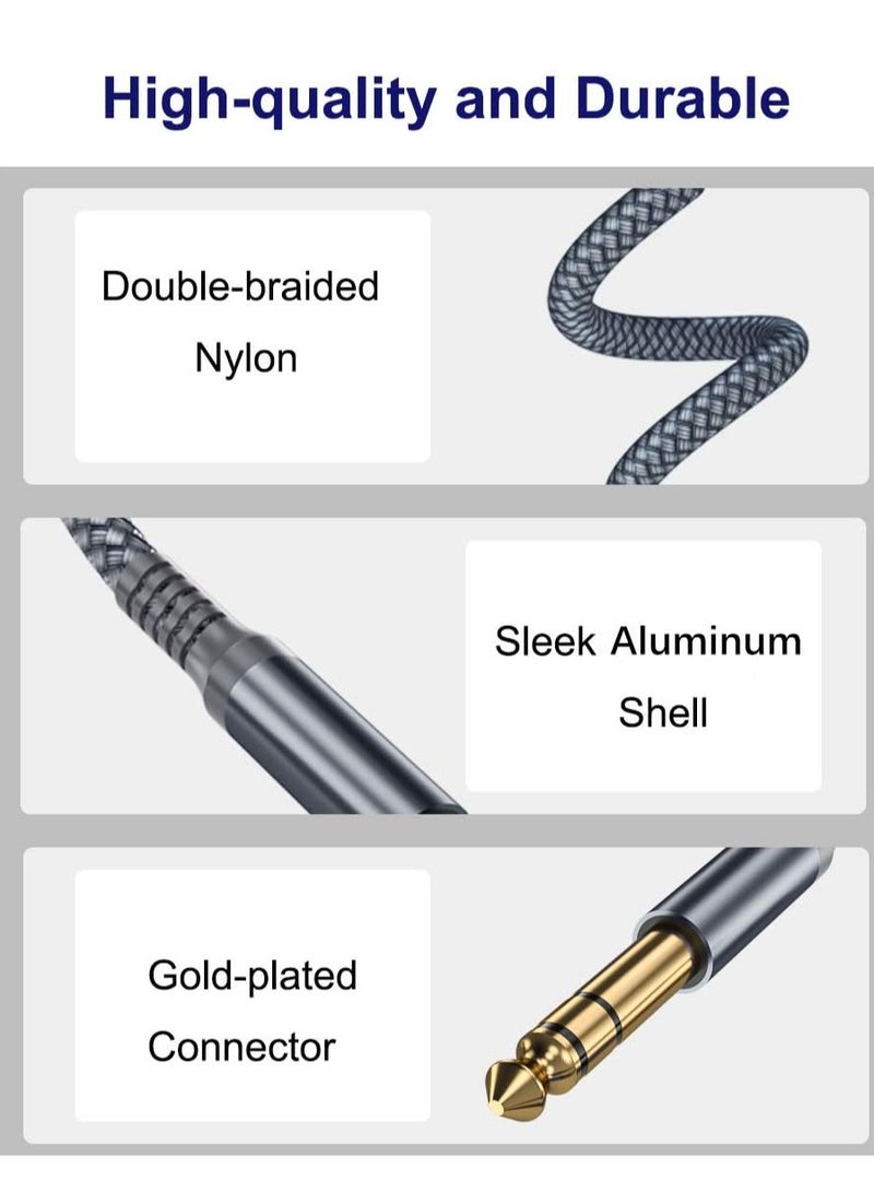 كيلا كابل أداة TRS مقاس 1/4 بوصة بطول 10 أقدام، سلك مضخم صوت جيتار باس مستقيم مقاس 6.35 مم، خط متوازن صوتي ستيريو مقاس ربع بوصة مقاس 6.35 مم للجيتار الكهربائي والباس ولوحة المفاتيح والميكسر والمكبر ومكبر الصوت - Image 5