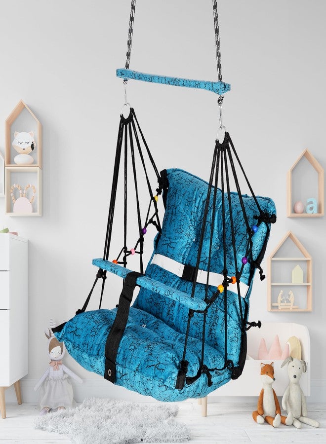 Sprointal Baby Swing Chair Cotton Jhula for Kids, 1-5 Years with Safety Belt, Folding & Washable, Home & Garden (Blue) - Image 1