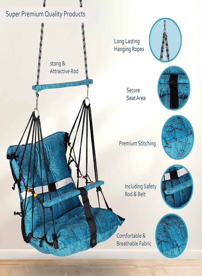 Sprointal Baby Swing Chair Cotton Jhula for Kids, 1-5 Years with Safety Belt, Folding & Washable, Home & Garden (Blue) - Image 4