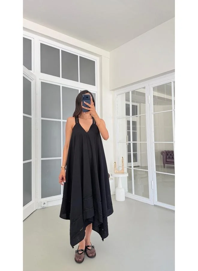 Gaus  Black Fisto Skirt Edge and Strappy Premium Dress GAUS-01774. for Women | Best Price UAE