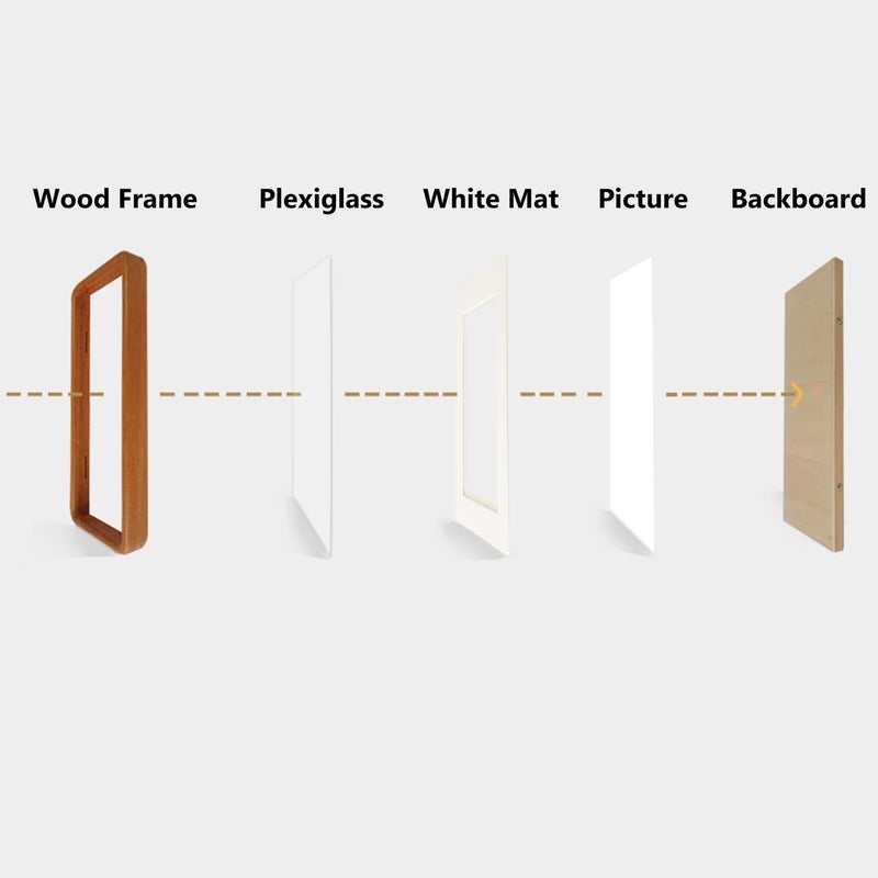Natural Wood Photo Frames Inspired Tabletop Picture Frame with Mat  Vertical or Horizontal Display (Teak  8.5x11 matted to 6x8)  - Image 5