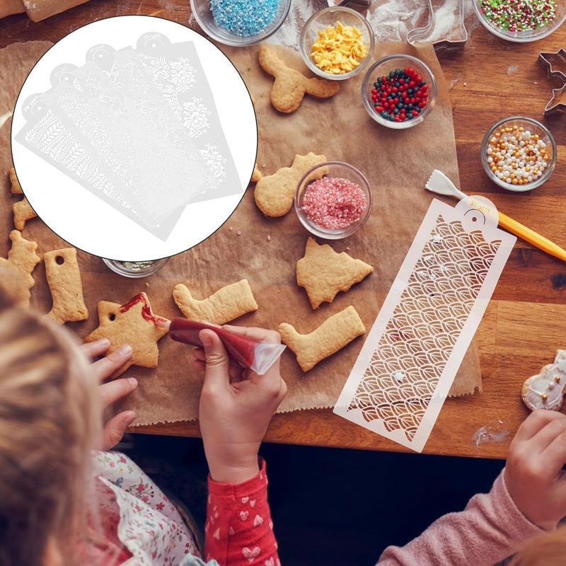 SMASOLO Cake Decorating Stencils Set 4Pcs Hollow Cake Stencil Templates for DIY Fondant Printing Molds Baking Supplies Craft Decorating Tools - Image 3