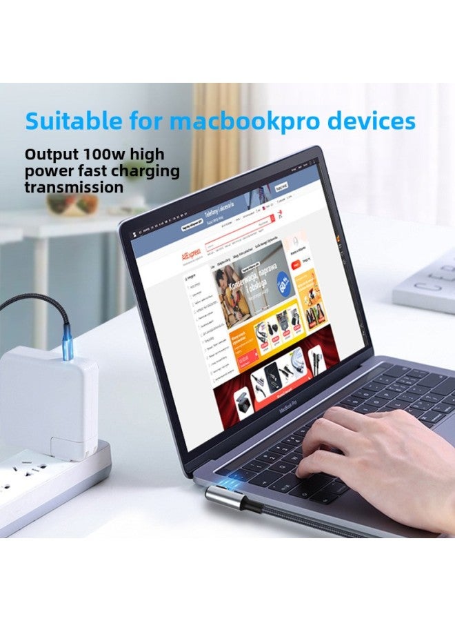 Elbow Pd Fast Charging 100w Data Cable For Apple MacBook Huawei Xiaomi Tablet Notebook Charging Line-Color:【pd100w】elbow 1.5m  - Image 5