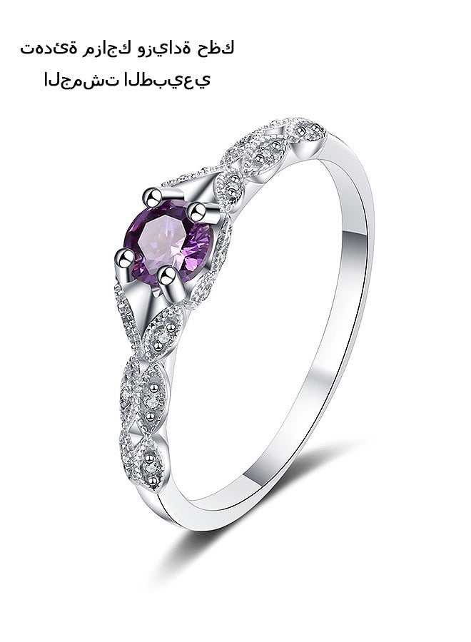 بيوند خاتم الجمشت الطبيعي، خاتم تيتانيوم مضاد للبهتان، يعمل على استقرار الحالة المزاجية وزيادة الحظ (فضي) - Image 1