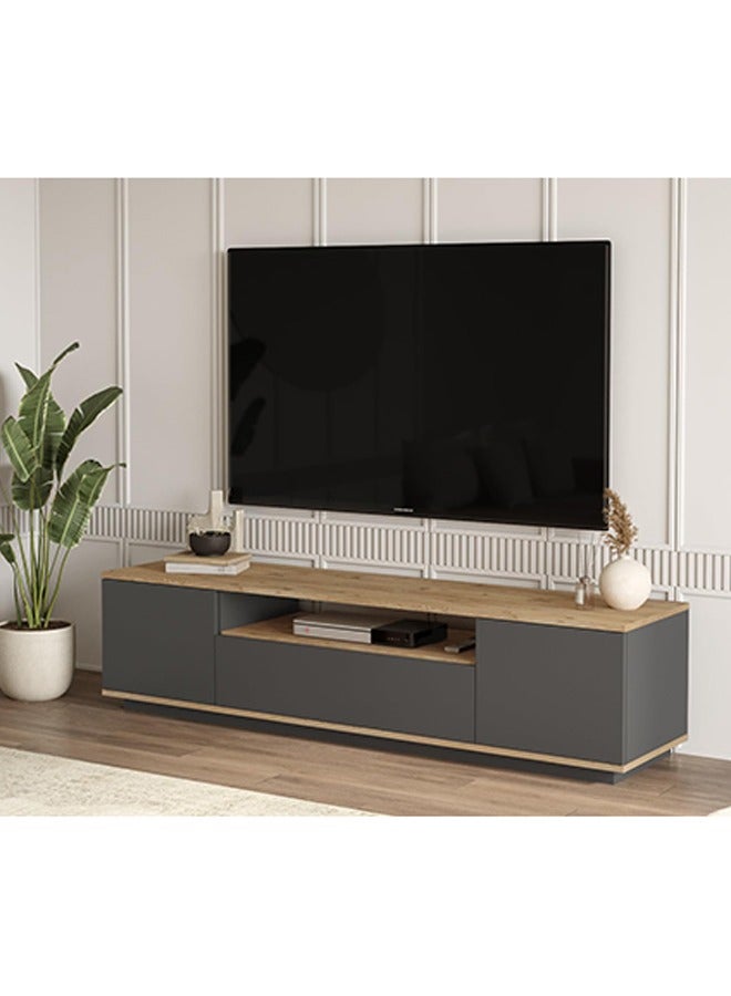 Home Canvas وحدة تلفاز رويال من قماش المنزل، صنوبر ورمادي - Image 3