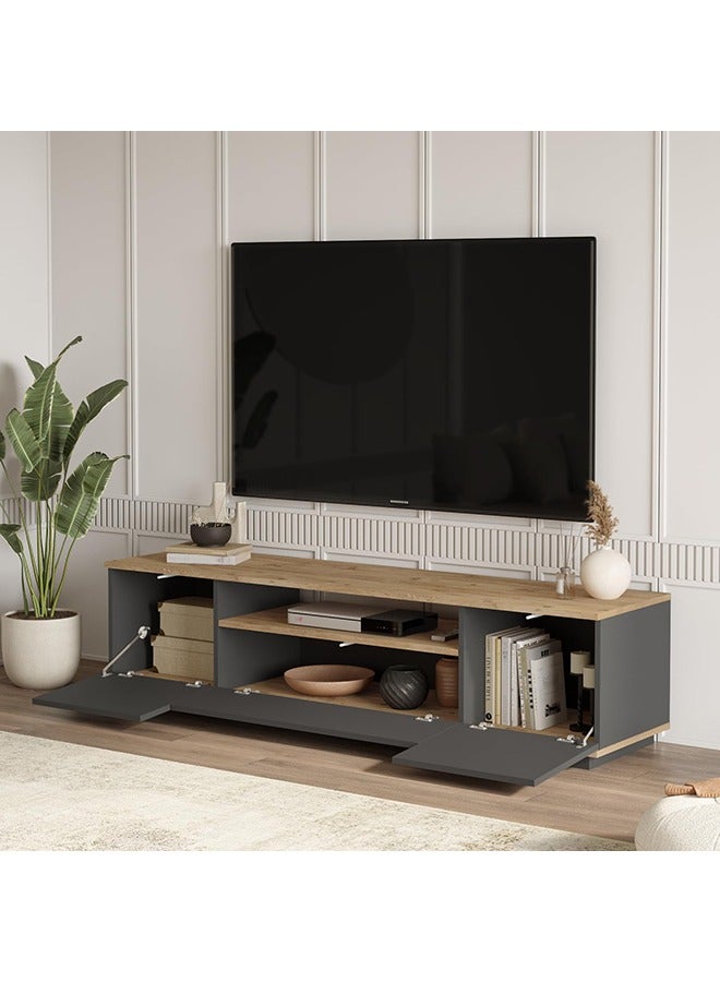 Home Canvas وحدة تلفاز رويال من قماش المنزل، صنوبر ورمادي - Image 4