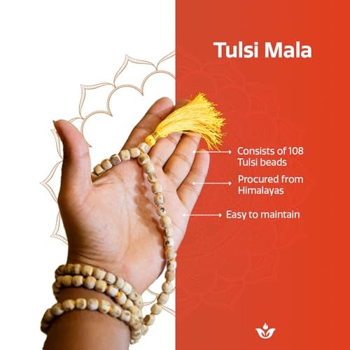 Swaha Tulsi Mala | Natural Lab Certified 108+1 Tulsi Beads Jap Mala for Meditation & Japa | Sacred Spiritual Mala for Peace, Health & Positivity | Handcrafted | Brown - Image 3