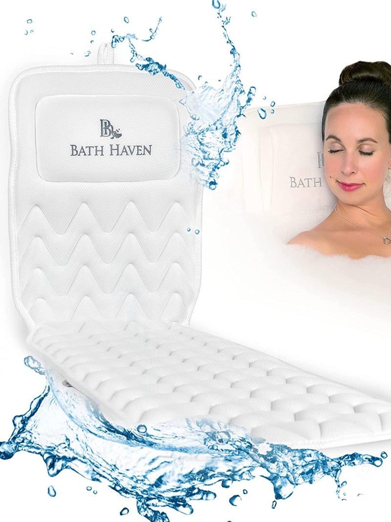 Bath Haven Bath Pillow for Bathtub - Full Body Mat & Cushion Headrest for Women and Men, Luxury Pillows for Neck and Back in Shower Tub or Jacuzzi - Powerful Suction Cups - Spa Accessories (Classic) - Image 4