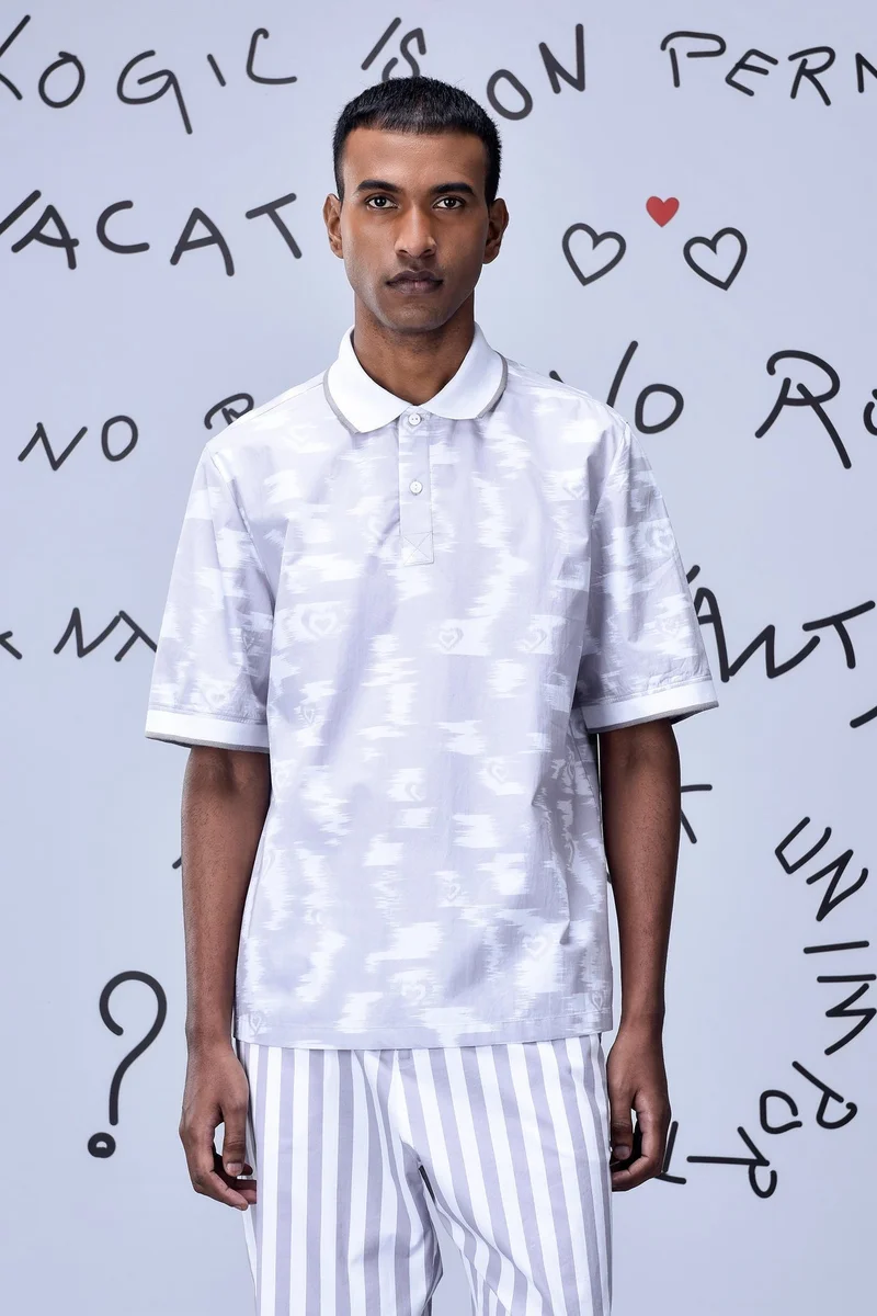 جينات ليكوانت هيمانت بولو بطبعة إيكات رمادي لؤلؤي