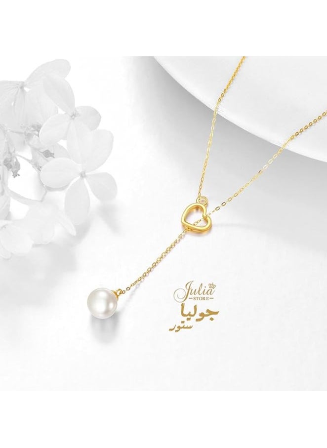 Julia Store Delicate Luxuries Pearl Heart Y Necklace  - Image 1