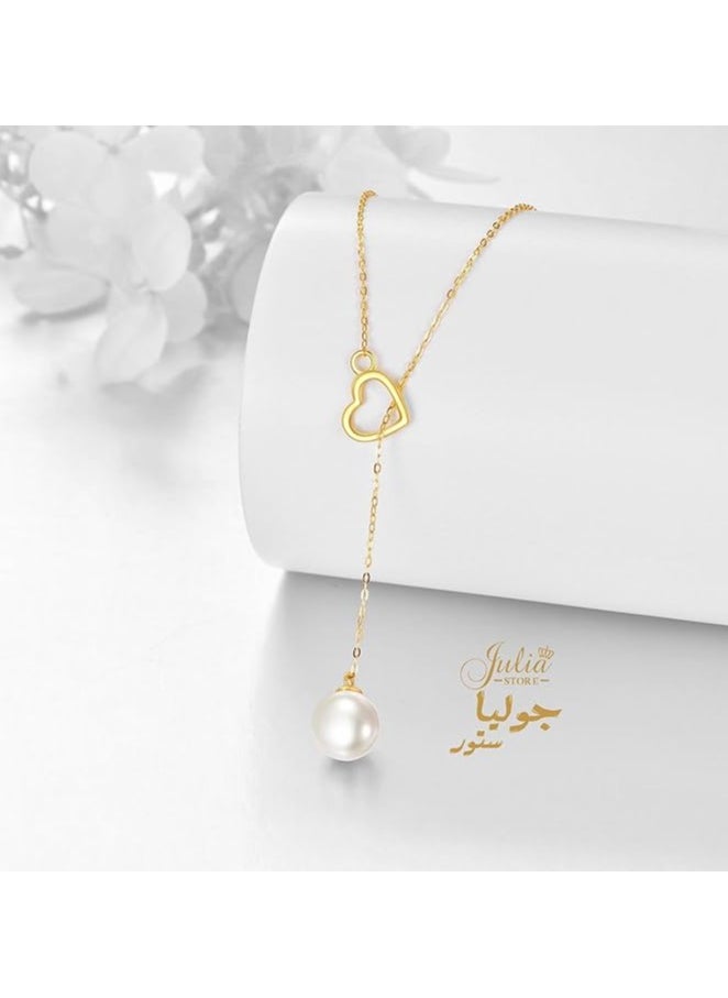 Julia Store Delicate Luxuries Pearl Heart Y Necklace  - Image 4
