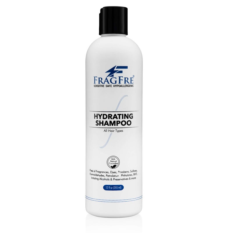 FRAGFRE Hydrating Sensitive Skin Shampoo 12 oz - Sulfate-Free, Fragrance-Free, Paraben-Free, Color-Safe, Hypoallergenic, Mild Hair Cleanser - Gluten-Free, Vegan, Cruelty-Free, With Natural Cucumber - Image 1