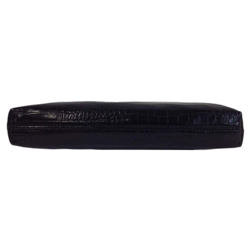 JNB Crocodile Synthetic Leather Top Handle Clutch, BLACK Medium - Image 3