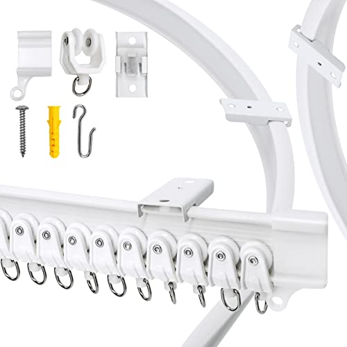 VRSS Flexible Bendable Curved Ceiling Curtain Track With Stainless Steel Curtain Clips, 5 Meters(16.4 ft) for L, U, Circle Shape Shower Curtain Track RV Curtain Track System Room Divider DIY - Image 1