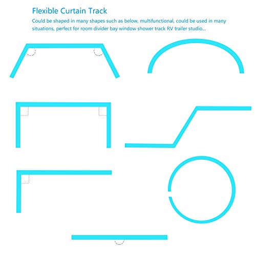 VRSS Flexible Bendable Curved Ceiling Curtain Track With Stainless Steel Curtain Clips, 5 Meters(16.4 ft) for L, U, Circle Shape Shower Curtain Track RV Curtain Track System Room Divider DIY - Image 5