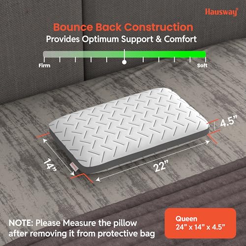 HAUSWAY Ventilated Cooling Gel Memory Foam Pillow Queen Size - 4.5 Inch Thick | 2 Years Warranty | with Removable Washable Cover - Pack of 1 - Image 3