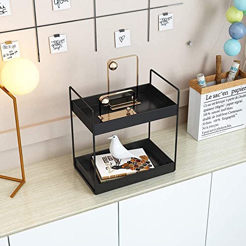 CR18 COLLECTION 2-Tier Standing Rack/Metal Bathroom Countertop Storage Rack/Spice Rack/Cosmetic Shelf/ 2-Tier Shelf (Black-1) - Image 5