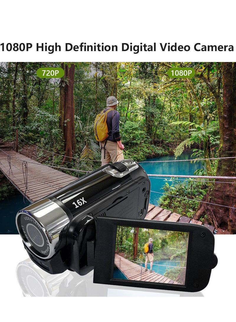 1080P Portable Digital Video Camera 16MP DV Camcorder with 2.7 Inch LCD Screen 16X Digital Zoom Built-in Battery for Travel Outdoor Daily Use - Image 5