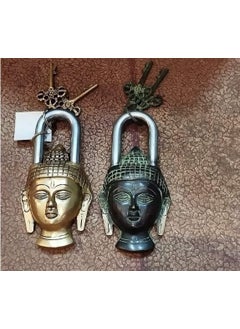 Das Traders Das Traders Brass Buddha Functional Padlock with Two Keys shed Lock Antique Lock Buddha NoveltyBudha 2 Lock for defrent Colour  - Image 1