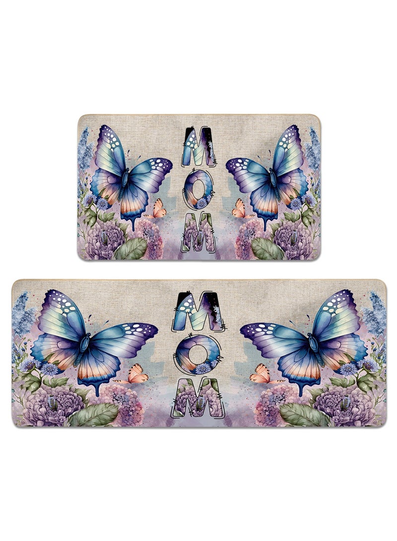 2 PCS Kitchen Floor Mats Rugs Set, Cushion Floor Carpet, Waterproof, Oil Resistant and Anti-Fatigue PU Standing Mat for Kitchen, Floor, Office, Sink, Laundry 45*75CM+45*120CM - Image 1