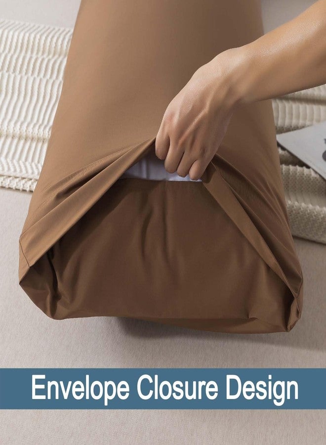 WhatsBedding Body Pillow Cover Cotton Fabric, Long Pillowcase Breathable & Skin-Friendly, Envelope Closure - Coffee (20x54 inch) - Image 4