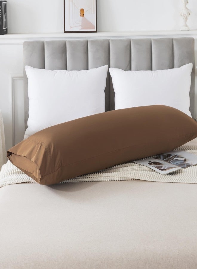 WhatsBedding Body Pillow Cover Cotton Fabric, Long Pillowcase Breathable & Skin-Friendly, Envelope Closure - Coffee (20x54 inch) - Image 2