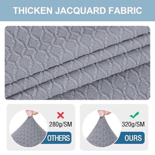 Smiry Stretch Jacquard Seat Covers for Dining Room Chairs Set of 2, Removable Washable Chair Seat Protector Slipcovers, No Rear Covers, Grey - Image 2