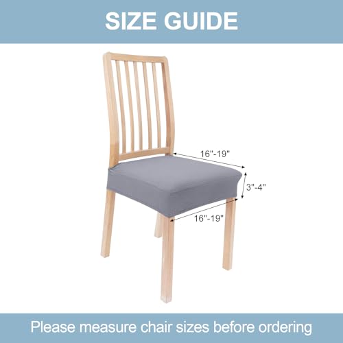 Smiry Stretch Jacquard Seat Covers for Dining Room Chairs Set of 2, Removable Washable Chair Seat Protector Slipcovers, No Rear Covers, Grey - Image 5