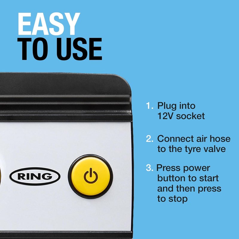 Ring TYREINFLATE 20 Digital Tyre Inflator with Three Adaptors - Measures in PSI, BAR and kPA - Image 3