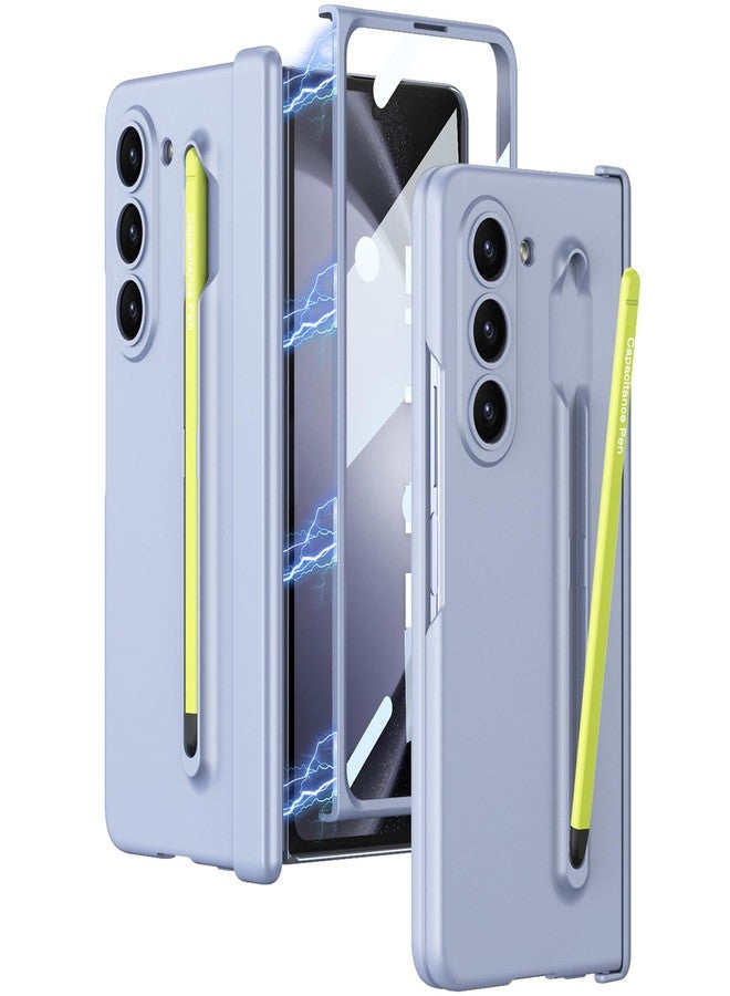 NINKI Compatible for Galaxy Z Fold 5 Case with S Pen Holder & Green S Pen,Hinge Protective Case for Z Fold 5 Case Screen Protector, Galaxy Z Fold 5 5g Case for Galaxy Fold 5 Phone Case Blue - Image 1