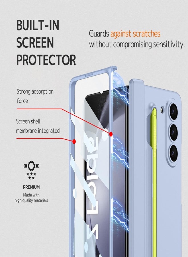 NINKI Compatible for Galaxy Z Fold 5 Case with S Pen Holder & Green S Pen,Hinge Protective Case for Z Fold 5 Case Screen Protector, Galaxy Z Fold 5 5g Case for Galaxy Fold 5 Phone Case Blue - Image 3