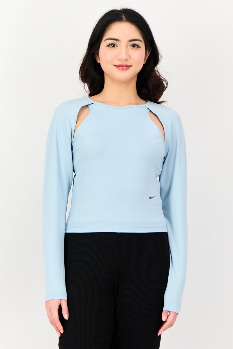 Nike Women Sportswear Fit Long Sleeve Training Top, Light Blue - Image 1