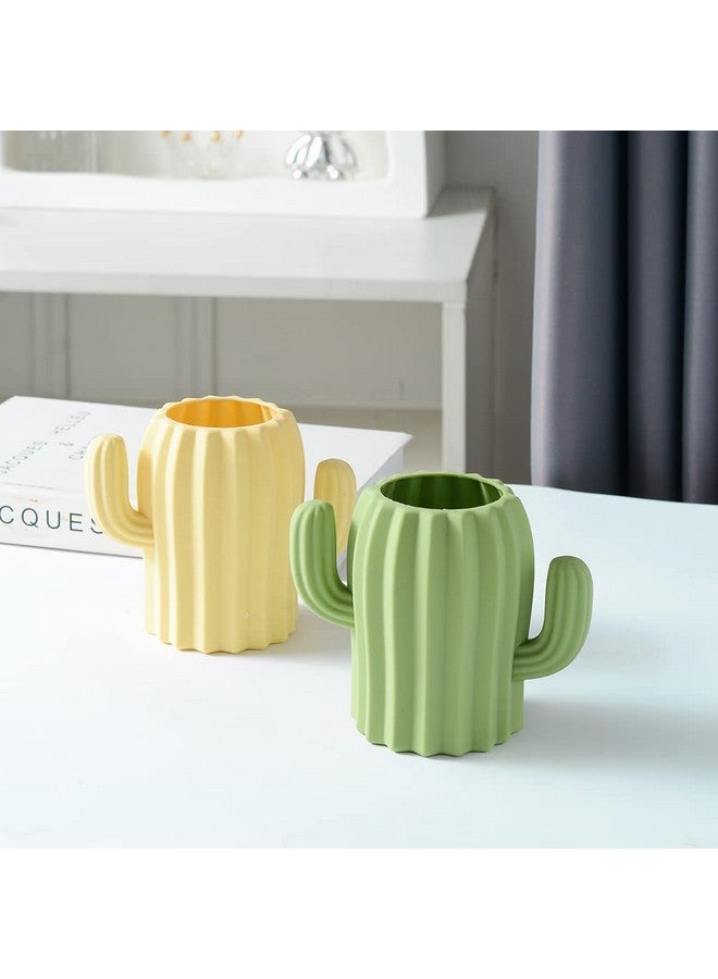 YOSCO Silicone Pen Holder Cactus Pencil Holder Cute Pens Cup For Desk For Kids Office Decor Desk Accessories Pen Pot Desk Organizer (Green) - Image 4