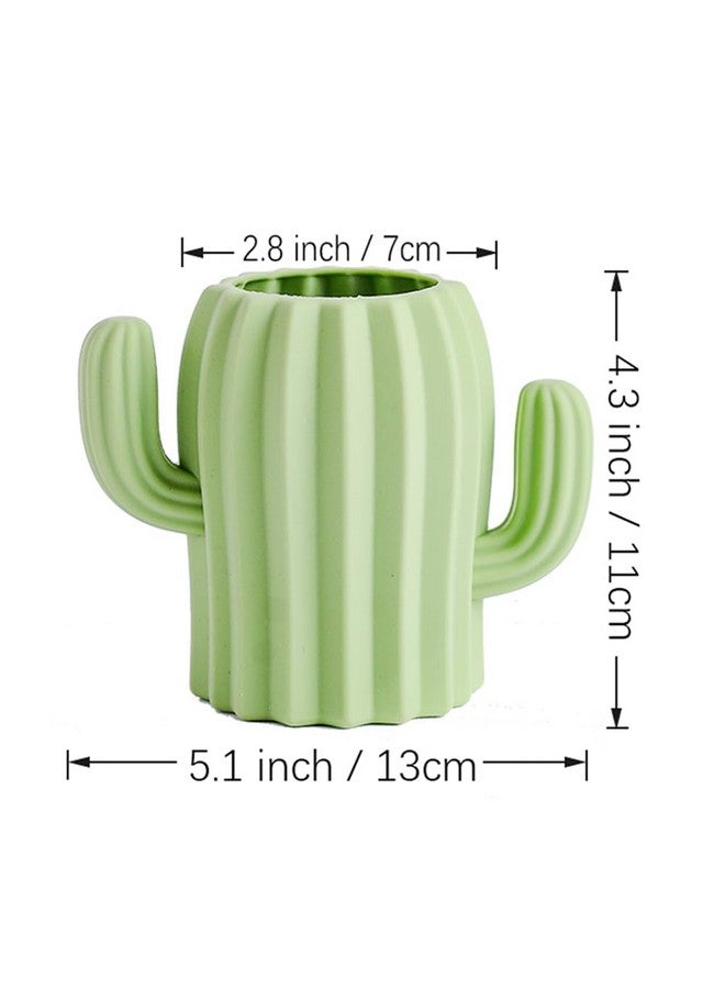 YOSCO Silicone Pen Holder Cactus Pencil Holder Cute Pens Cup For Desk For Kids Office Decor Desk Accessories Pen Pot Desk Organizer (Green) - Image 2