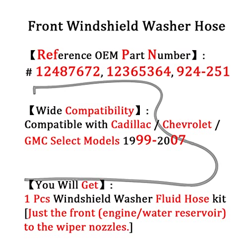 ZHPTAM 12487672 Front Windshield Washer Hose for GMC/Chevrolet/Cadillac 99-07 Fits Select Gm Models, Silverado Sierra Tahoe Yukon Suburban, Replace for 12365364 924-251 - Image 2