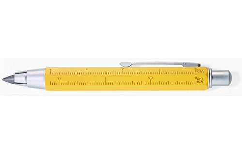 TROIKA ZIMMERMANN 5,6 – PEN56/YE – Carpenter's pencil – clutch pencil (5.6 mm HB lead) – centimetre/inch ruler – 1:20 m/1:50 m scale – brass – laquered – yellow – TROIKA-original - Image 2