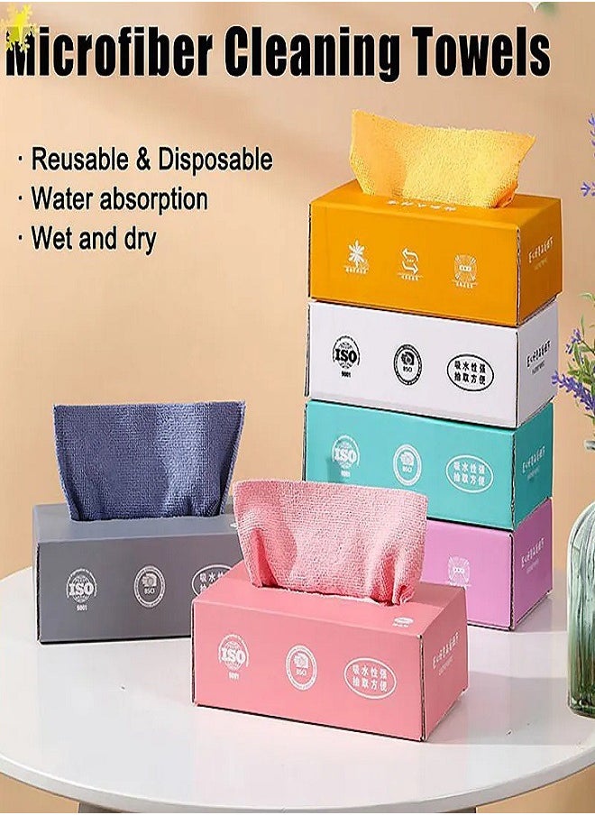 20 Pieces Cleaning Towels, Microfiber Cleaning Towels, Reusable Dish Towels with Dispenser Box, Car Wet Wipes, Multi-Purpose Cleaning Towels for Home and Kitchen Multi-Purpose