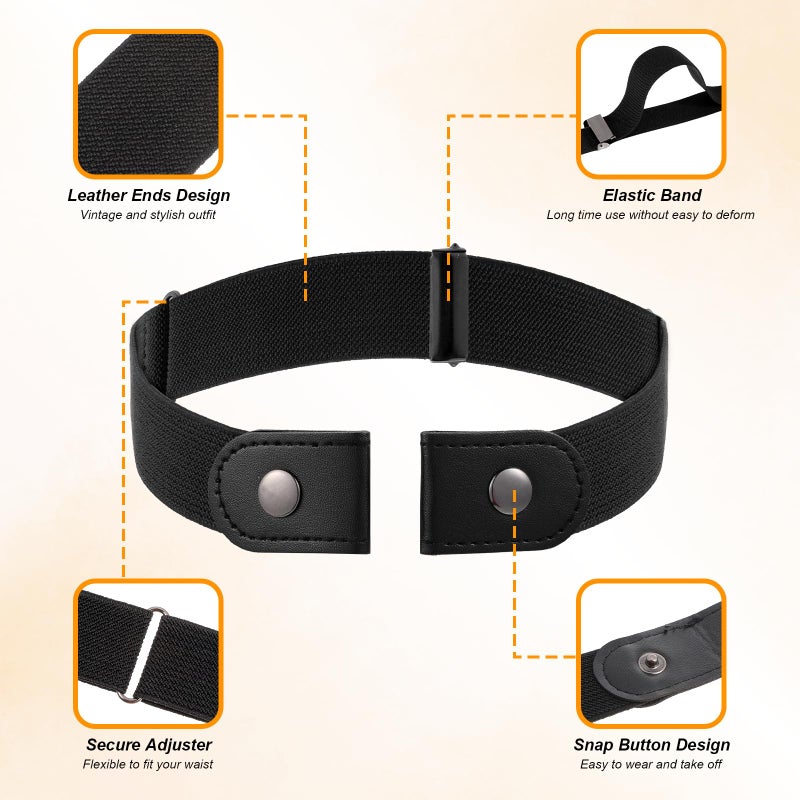 BOHUIZ 5 Pack No Buckle Invisible Stretch Belt, Comfortable Buckle-Free Elastic Belts for Women Invisible Belt Stretch Belts for Men Jeans Pants - Image 5