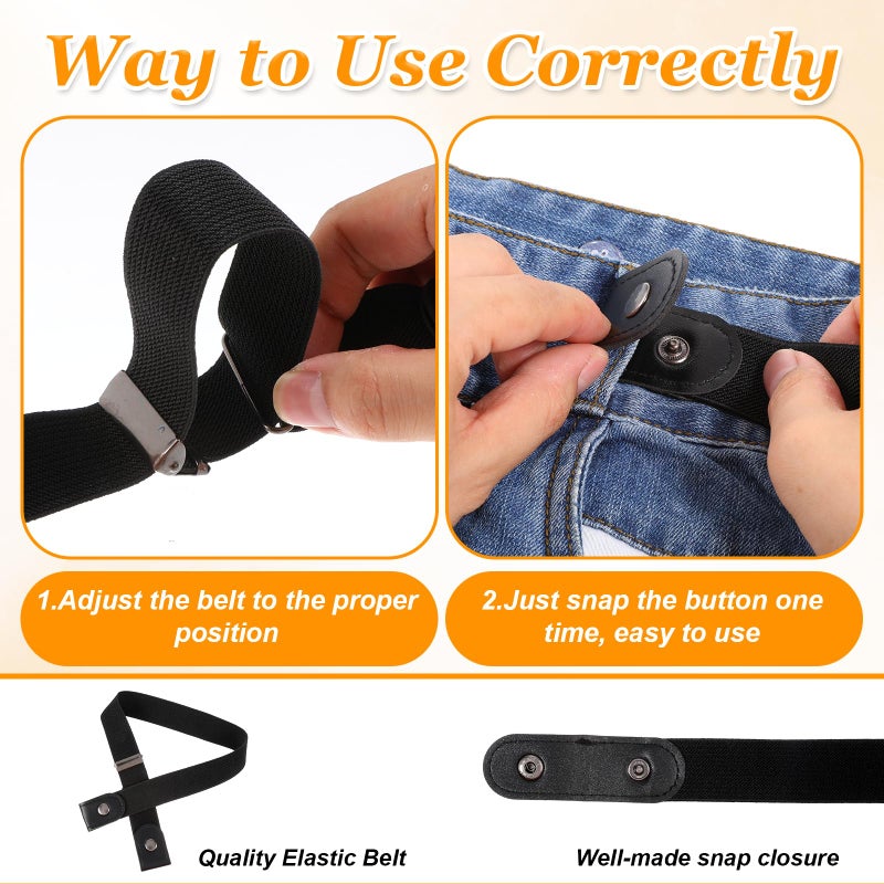 BOHUIZ 5 Pack No Buckle Invisible Stretch Belt, Comfortable Buckle-Free Elastic Belts for Women Invisible Belt Stretch Belts for Men Jeans Pants - Image 4