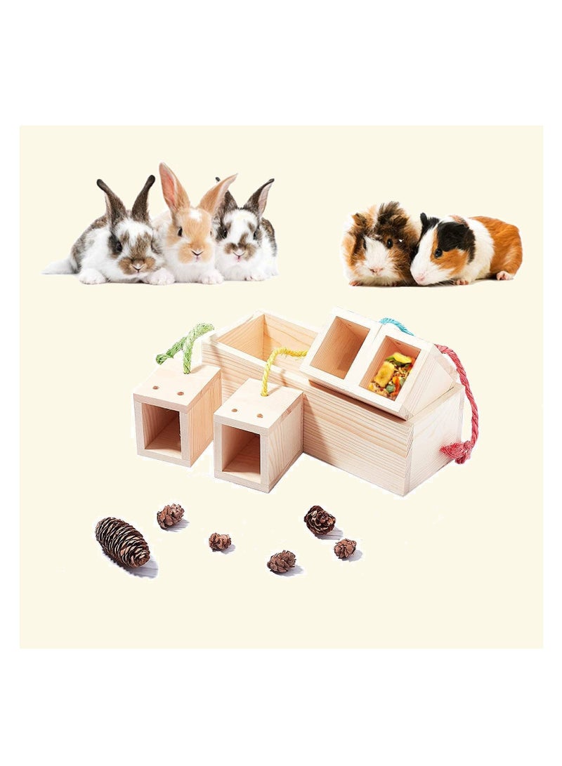 SOLARAE لعبة تعزيز التفاعل للحيوانات الصغيرة، لعبة ألغاز خشبية تفاعلية لإخفاء المكافآت، لعبة تنشيط للخرخرة، للأرنب، الهامستر، خنزير غينيا، الشينشيلا، الأرانب وغيرها من الحيوانات القارضة الصغيرة، ألعاب تدريب التغذية - Image 5